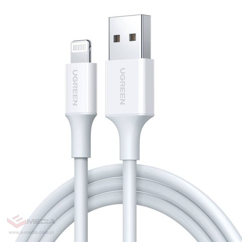 Kabel Lightning do USB UGREEN 2.4A US155, 0.5m (biały)