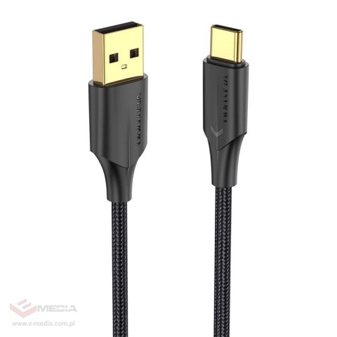 Kabel ładowania USB 2.0 do USB-C Vention CTFBF LED 3A 1m (czarny)