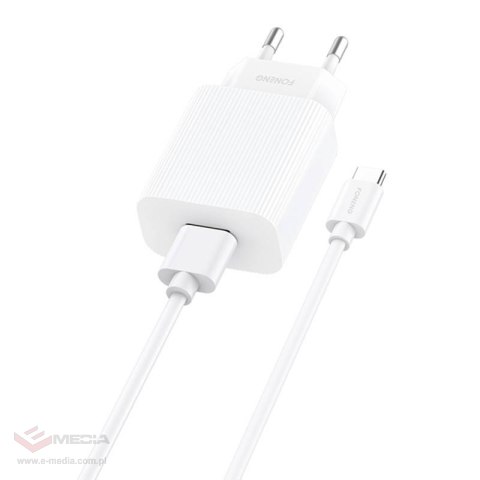 Ładowarka sieciowa Foneng, EU28, 1x USB, QC 3.0 + USB + kabel USB typu C