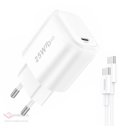 Ładowarka sieciowa Foneng EU40 25W, Type-C to Type C + Kabel USB C