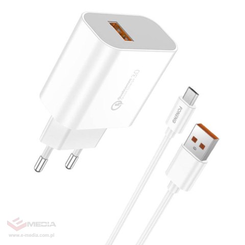 Ładowarka sieciowa Foneng EU46, x1 USB, QC 3.0 + Kabel USB Micro