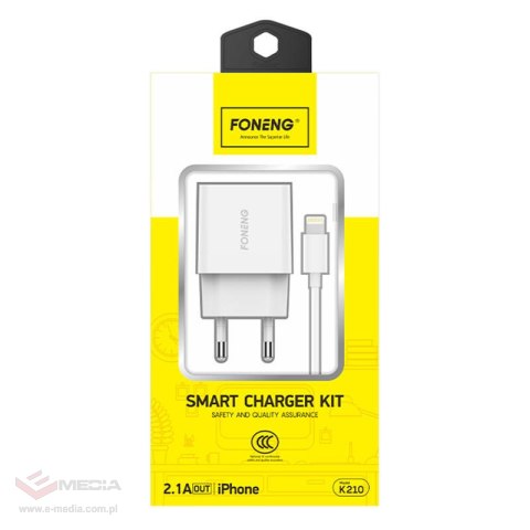 Ładowarka sieciowa Foneng K210 10.5W, 1xUSB + Kabel USB Lightning