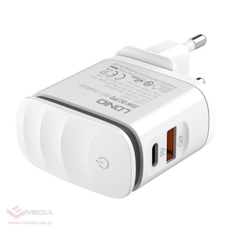 Ładowarka sieciowa LDNIO A2423C USB, USB-C + kabel USB-C - Lightning