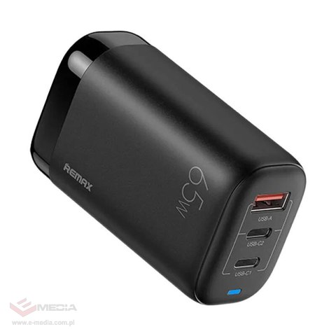 Ładowarka sieciowa Remax, RP-U55, 2x USB-C, USB, EU 65W (czarna)