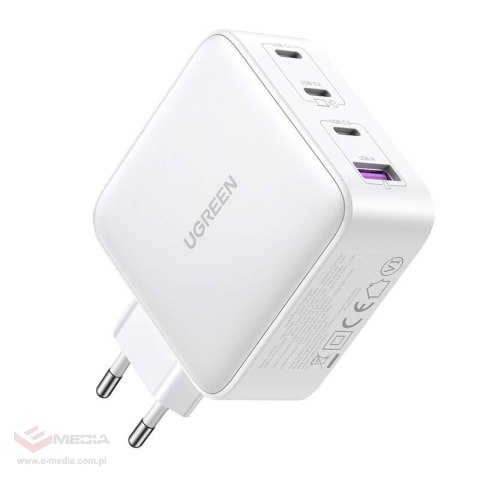 Ładowarka sieciowa UGREEN 15337 Nexode, 3xUSB-C, USB-A 3.0, PD3.0, QC4.0, GaN, 100W (biała)
