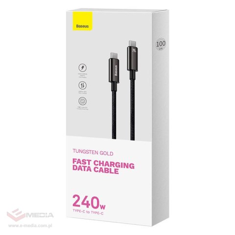 Kabel USB-C do USB-C Baseus Tungsten Gold 240W 1m (czarny)