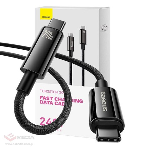 Kabel USB-C do USB-C Baseus Tungsten Gold 240W 3m (czarny)