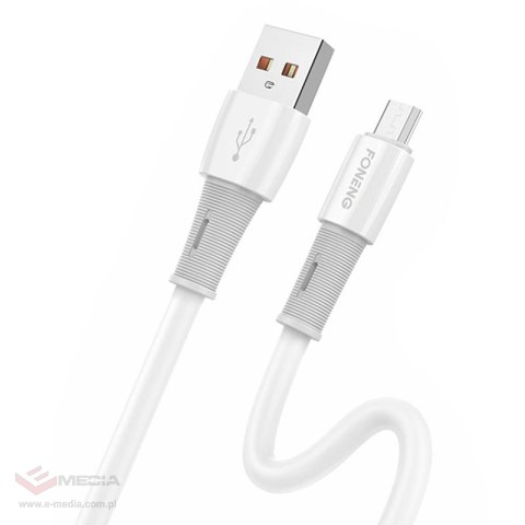 Kabel USB do Micro Foneng X86 elastyczny 3A, 1.2m (biały)