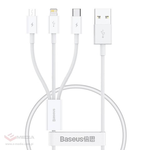 Kabel szybkiego ładowania Baseus Superior Data USB do M+L+C 3.5A 0.5M(White)