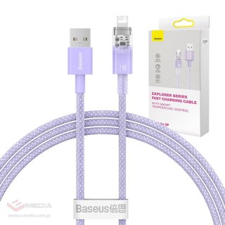 Kabel szybko ładujący Baseus USB-A do Lightning Explorer Series 1m, 2.4A (fioletowy)