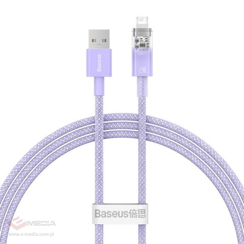 Kabel szybko ładujący Baseus USB-A do Lightning Explorer Series 1m, 2.4A (fioletowy)