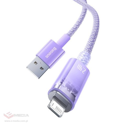 Kabel szybko ładujący Baseus USB-A do Lightning Explorer Series 1m, 2.4A (fioletowy)