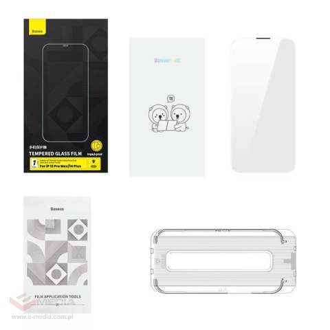 Szkło hartowane Baseus 0.4mm Corning HD Iphone 13 Pro Max/14 Plus + zestaw czyszczący