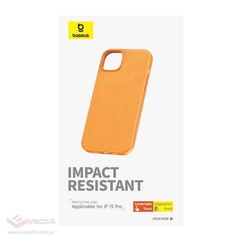 Etui na telefon iPhone15 ProMax Baseus Fauxther Series (Pomarańczowy)