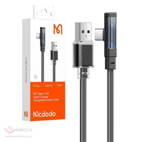 Kabel USB-C do USB-C Mcdodo CA-3423 90 stopni 1.8m z LED (czarny)