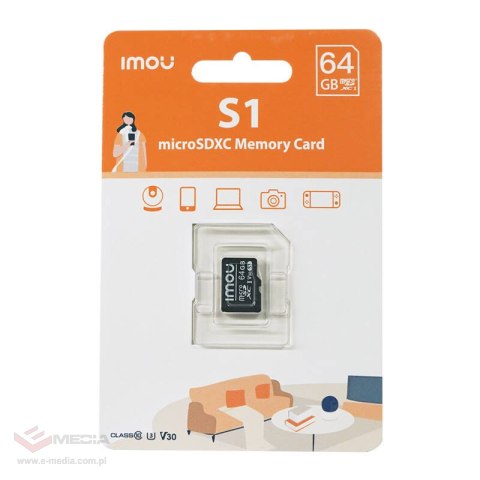 Karta pamięci Imou 64GB microSD (UHS-I, SDXC, 10/U3/V30, 95/38)