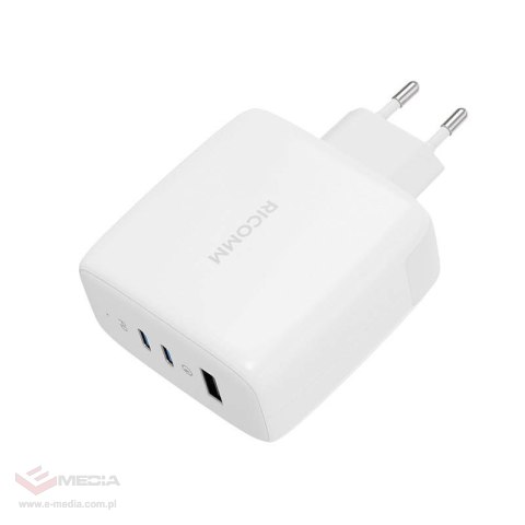 Ładowarka sieciowa 120W GaN Ricomm RC1201 EU, 1xUSB-A, 2xUSB-C + kabel USB-C 2.1m