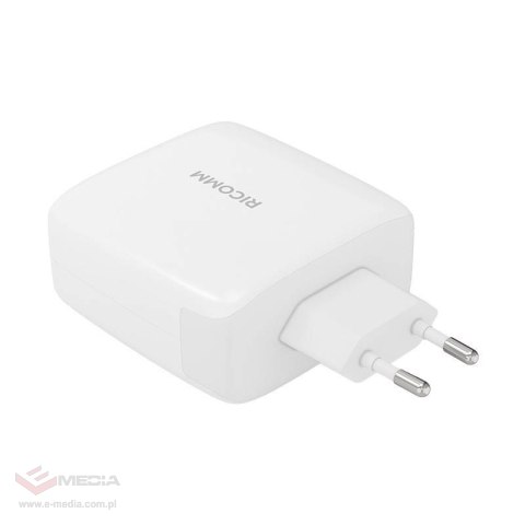 Ładowarka sieciowa 120W GaN Ricomm RC1201 EU, 1xUSB-A, 2xUSB-C + kabel USB-C 2.1m