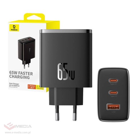 Ładowarka sieciowa Baseus OS-Cube Pro 2xUSB-C + USB, 65W (czarna)