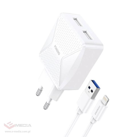 Ładowarka sieciowa Foneng EU35 2x USB z kablem USB do Lightning 2.4A (biała)