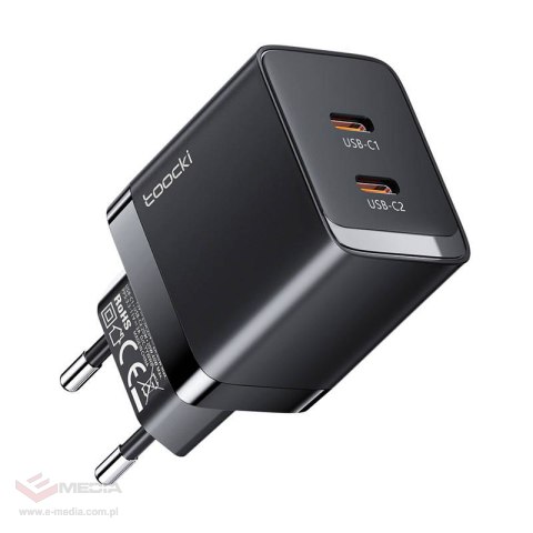 Ładowarka sieciowa Toocki 2xUSB-C, GaN 40W (czarna)