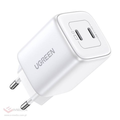 Ładowarka sieciowa UGREEN Nexode 45W, 2x USB-C, PD3.0, QC4.0, GaN (biały)