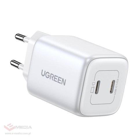 Ładowarka sieciowa UGREEN Nexode 45W, 2x USB-C, PD3.0, QC4.0, GaN (biały)