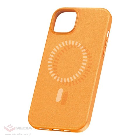 Magnetyczne Etui na telefon iPhone 15 Plus Baseus Fauxther Series (Pomarańczowe)