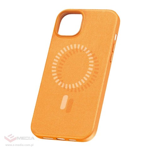 Magnetyczne Etui na telefon iPhone 15 Pro Baseus Fauxther Series (Pomarańczowe)