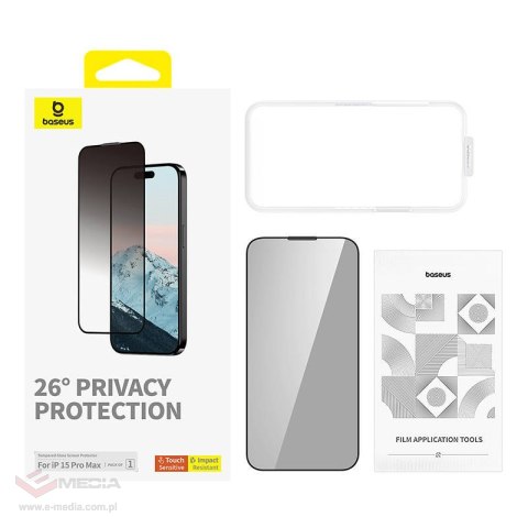 Szkło hartowane prywatyzujące Baseus Diamond iPhone 15 Pro Max