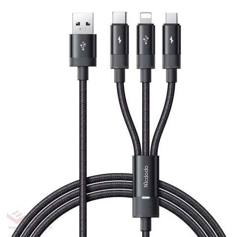 Kabel 3w1 USB do USB-C / Lightning / Micro USB, Mcdodo CA-5790, 3.5A, 1.2m (czarny)