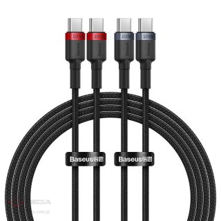 Kabel Baseus Cafule USB-C do USB-C 100W,2m, 2szt (czerwono-czarny, szaro-czarny)