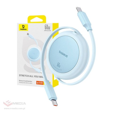 Kabel USB Baseus Free2Pull Mini USB-C do USB-C 60W, 1m (niebieski)