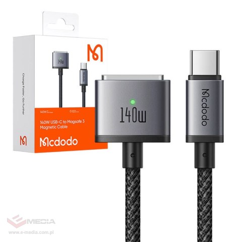 Kabel USB-C do Magsafe 3 Mcdodo CA-1470, PD 140W, 2m (czarny)