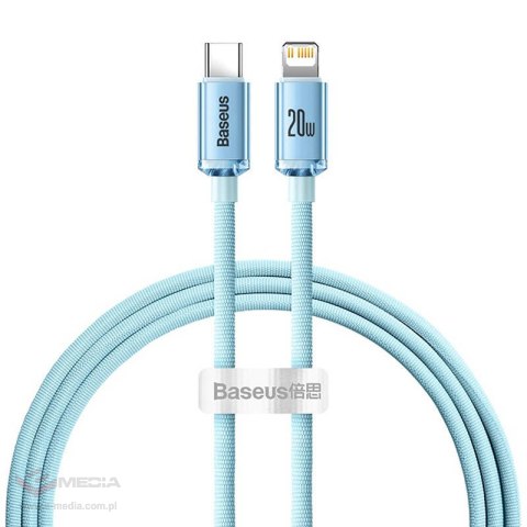 Kabel USB-C do iP Baseus Crystal Shine, 20W, 1.2m (niebieski)