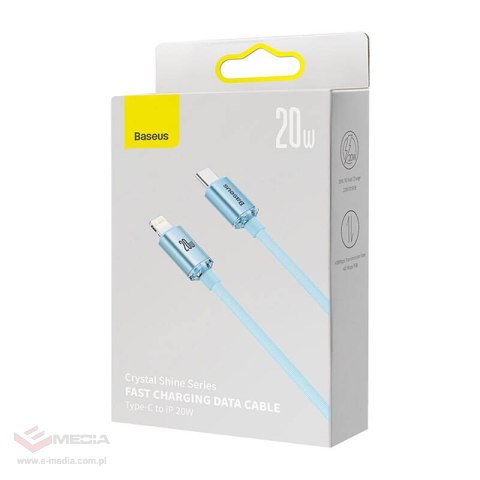 Kabel USB-C do iP Baseus Crystal Shine, 20W, 1.2m (niebieski)