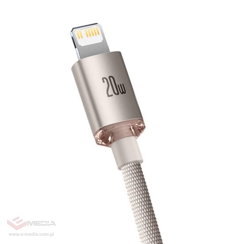 Kabel USB-C do iP Baseus Crystal Shine, 20W, 1.2m (różowy)