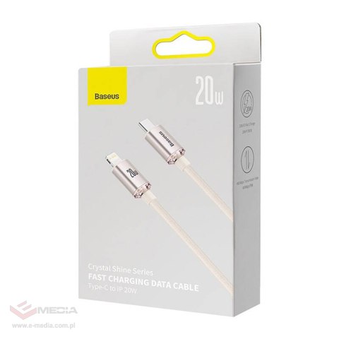 Kabel USB-C do iP Baseus Crystal Shine, 20W, 1.2m (różowy)