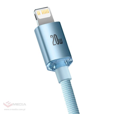Kabel USB-C do iP Baseus Crystal Shine, 20W, 2m (niebieski)
