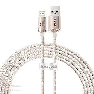 Kabel USB do iP Baseus Crystal Shine, 2.4A, 2m (różowy)