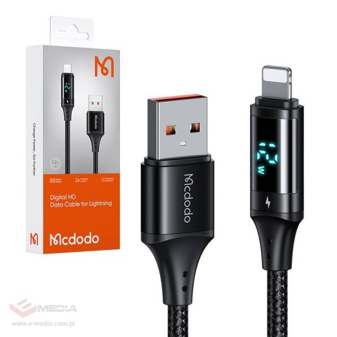 Kabel z wyświetlaczem USB do Lightning Mcdodo CA-1060, 1.2m (czarny)