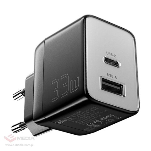 Ładowaka sieciowa, Essager, ECT33W-LJB01-Z, GaN, 1xUSB-A, 1xUSB-C, 33W (czarna)