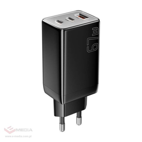 Ładowarka sieciowa, Essager, ECT67W-LJB01-Z, GaN, 2xUSB-C, USB-A, 67W (czarna)