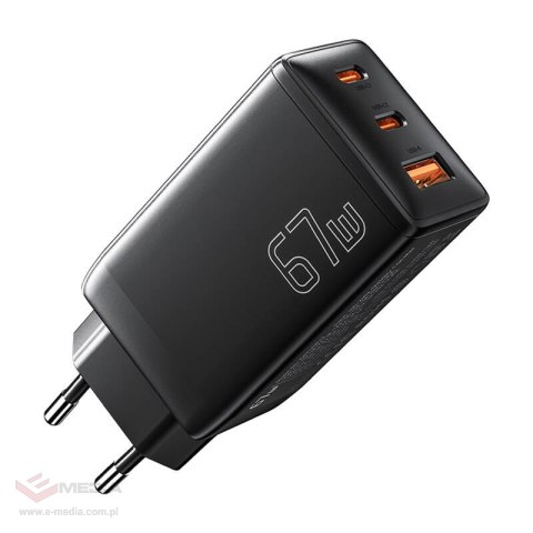 Ładowarka sieciowa, Essager, ECTAC-DYB01-Z, GaN, 2xUSB-C, USB-A, 67W (czarna)