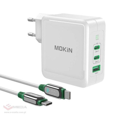 Ładowarka sieciowa MOKiN PD140W GaN 2xUSB-C 1xUSB-A (biała)