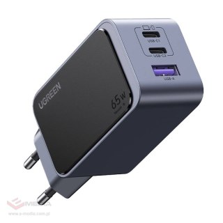 Ładowarka sieciowa Ugreen Nexode Air 65W, USB + 2x USB-C (szara)