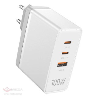 Ładowarka sieciowa, Vention, FEGW0-EU, 2xUSB-C, USB- A, 100W/100W/30W, GaN (biała)