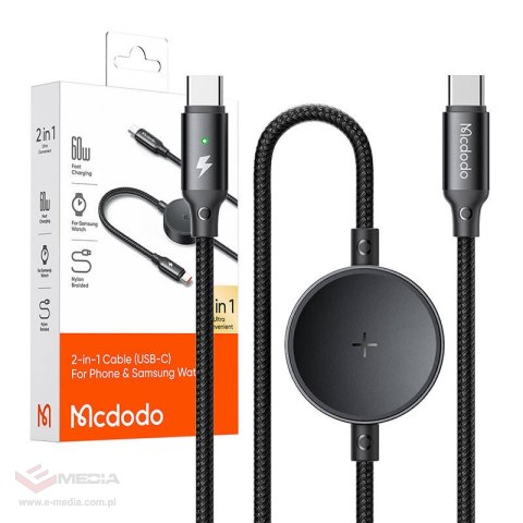 Kabel 2w1 Mcdodo CA-4170 USB-C + bezprzewodowa ładowarka Samsung Watch, 60W, 1.5m