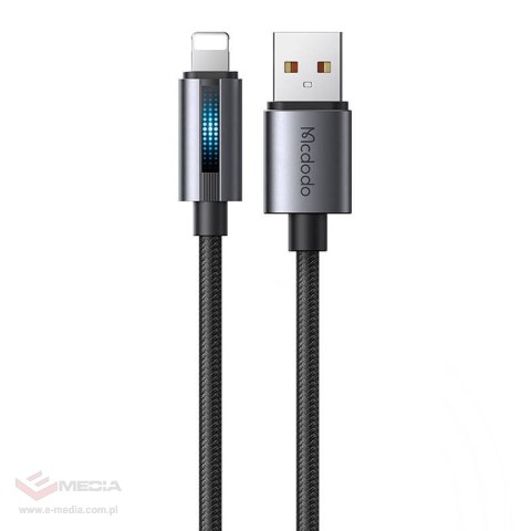 Kabel Mcdodo CA-5660 USB-A do Lightning z pulsującym światłem 1,2m (czarny)