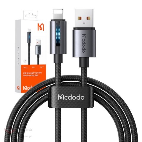 Kabel Mcdodo CA-5660 USB-A do Lightning z pulsującym światłem 1,2m (czarny)